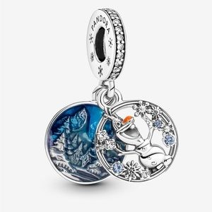 Brand New Retired PANDORA x Disney Frozen Snow Olaf Double Dangle Charm